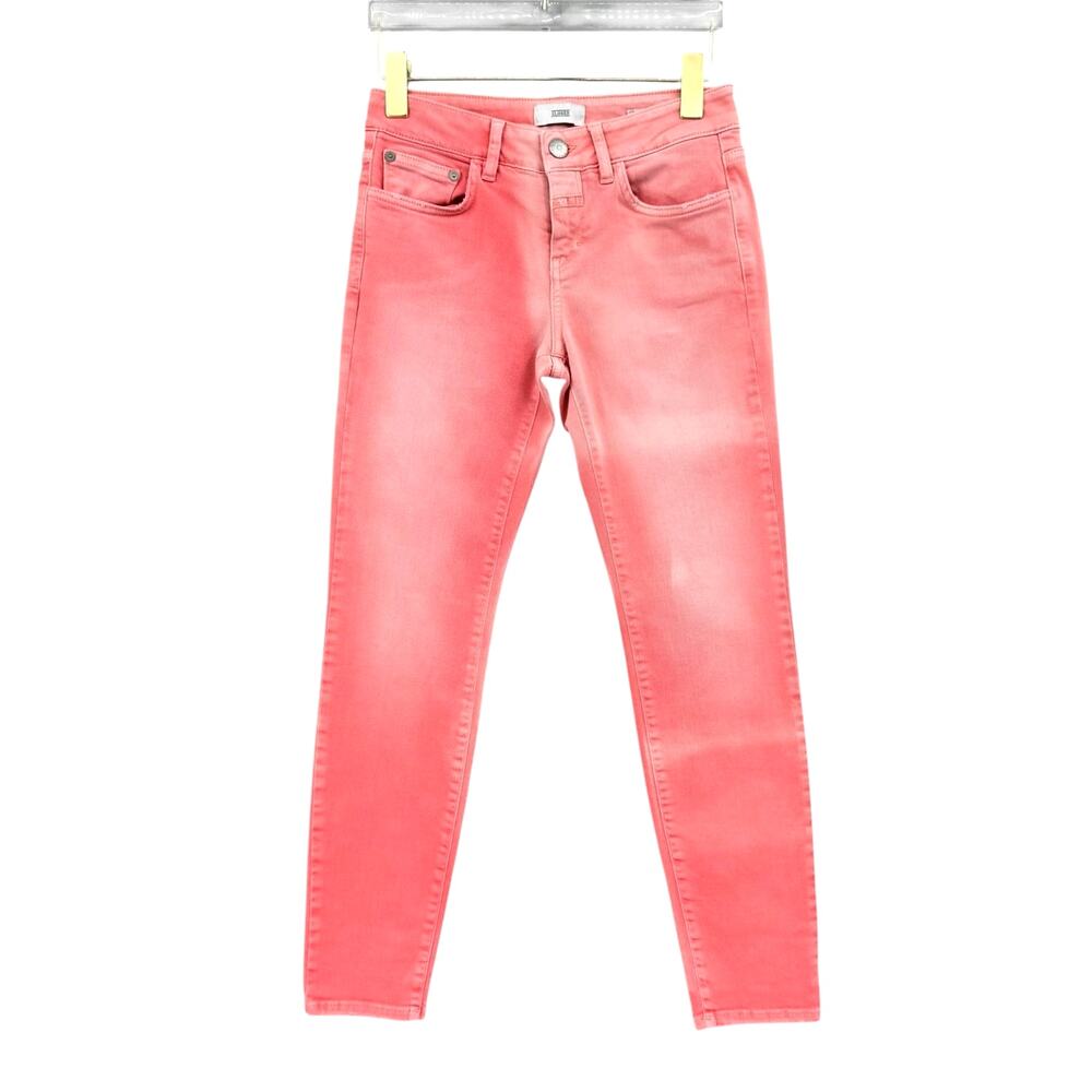 Closed Anthropologie Coral Pink Dyed Denim Baker Low Rise Skinny Jeans